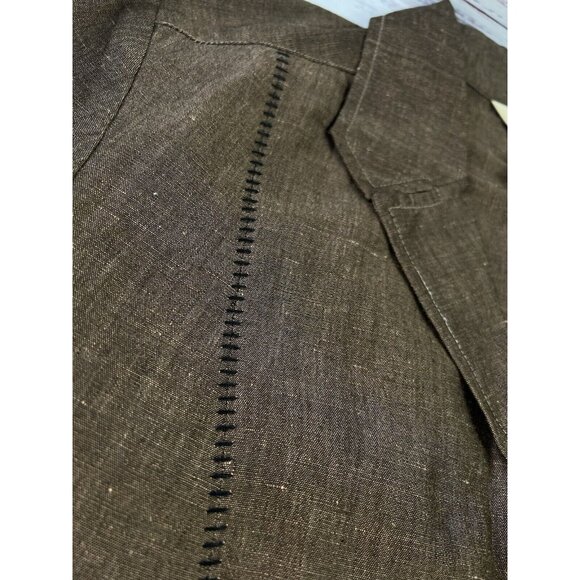 J Jill Women’s Linen Blend Blazer Size L Lagen Boho Stitched Pockets Academia - Picture 9 of 12
